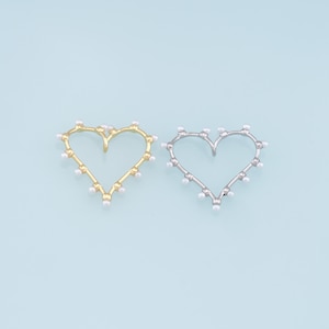 Gold Heart Pearl Charms,18K Gold Filled Heart Pendant,Heart Charm Bracelet Necklace for DIY Jewelry Making Supply