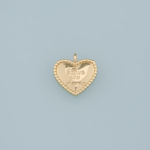 18K Gold Filled Heart Pendant,Heart Charm Bracelet Necklace for DIY Jewelry Making Supply