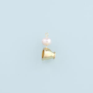 Ciondolo a forma di coppa riempito in oro 18 carati, collana con ciondolo a forma di coppa di perle per la creazione di gioielli fai da te