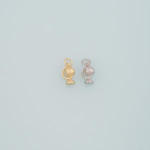 18K Gold Filled Globe Pendant,Dainty Globe Charm Bracelet Necklace for DIY Jewelry Making Supply