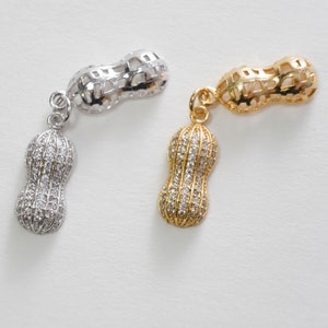 Gold Peanut Charms,18K Gold Filled Peanut Pendant,Peanut Charm Bracelet Necklace for DIY Jewelry Making Supply