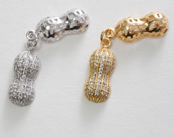 Gold Peanut Charms,18K Gold Filled Peanut Pendant,Peanut Charm Bracelet Necklace for DIY Jewelry Making Supply