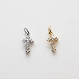 Gold Cross Charms,18K Gold Filled Cross Pendant,CZ Micro Pave Protect Religious Charm Bracelet Necklace for DIY Jewelry Making Supply