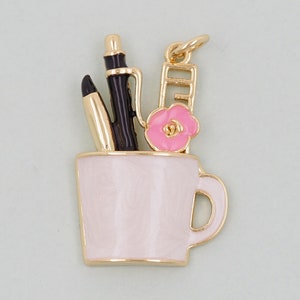 Gouden penbedels, 18 kt gold filled penhanger, pennenhouder bedelarmband ketting voor het maken van sieraden: