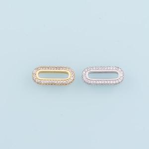 18K Gold Filled Oval Pendant,CZ Micro Pave Oval Charm Bracelet Necklace for DIY Jewelry Making Supply