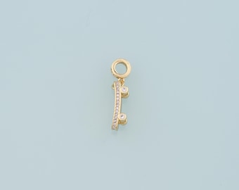 18 kt gold filled skateboardhanger, CZ micro pave skateboard bedelarmband ketting voor het maken van sieraden
