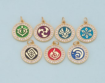 Gold element Charms,18K Gold Filled Water Pendant,Element Charm Bracelet Necklace for DIY Jewelry Making Supply
