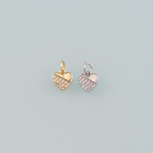 Gold Heart Charms,18K Gold Filled Heart Pendant,CZ Micro Pave Heart Charm Bracelet Necklace for DIY Jewelry Making Supply