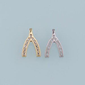 Gold Wishbone Charms,18K Gold Filled Wishbone Pendant,Wishbone Charm Bracelet Necklace for DIY Jewelry Making Supply