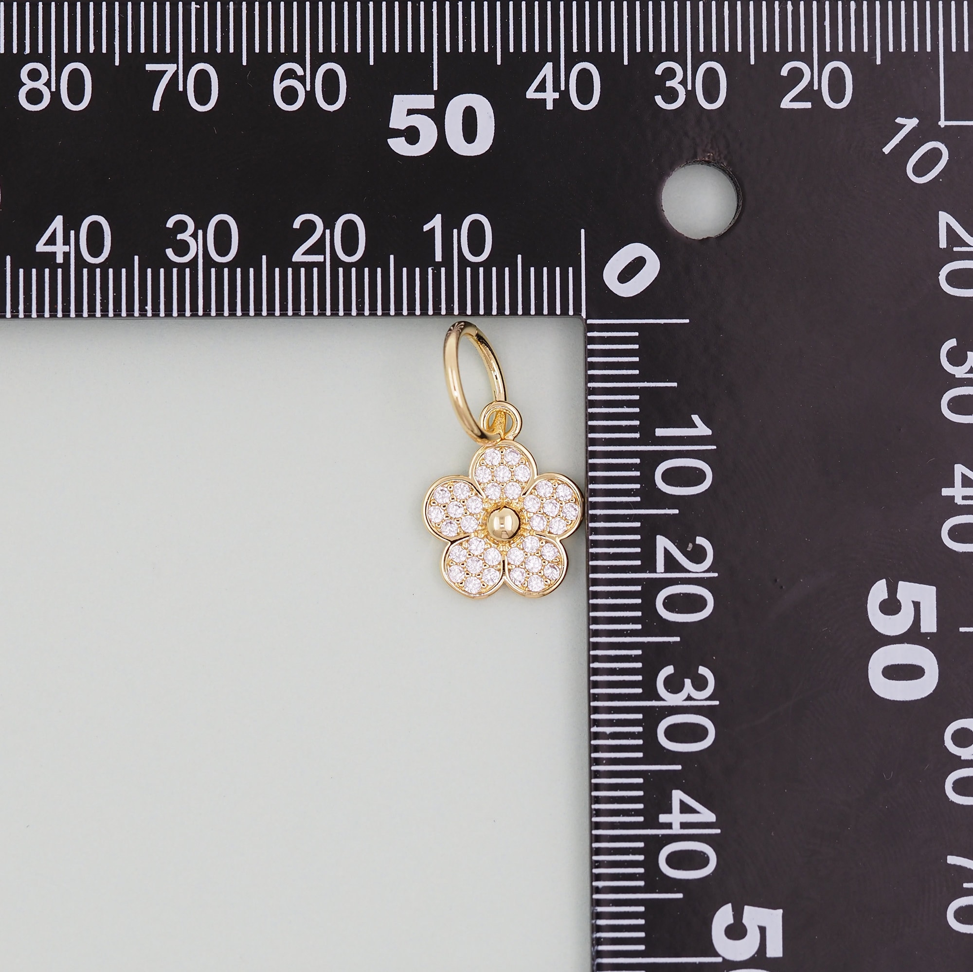 K18Flowerチャーム Gold Flower Charms,18k Gold Filled CZ Flower Pendant,silver