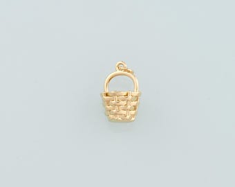 18K Gold Filled Fruit Basket Pendant,Dainty Nantucket Basket Charm Bracelet Necklace for DIY Jewelry Making Supply