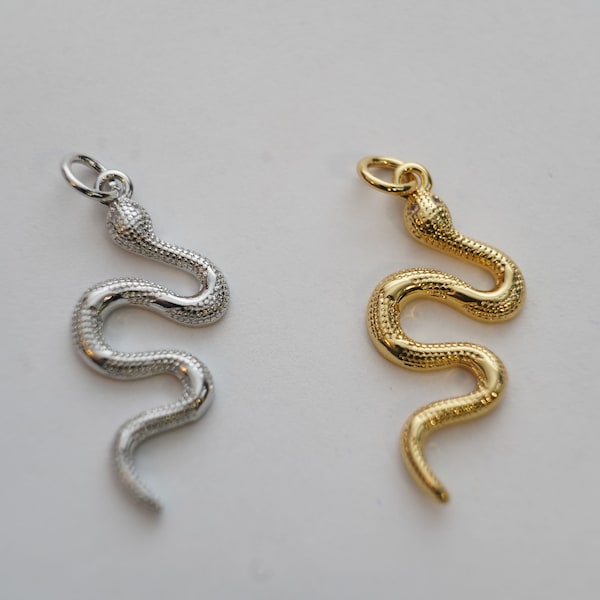 18K Gold Filled Snake Pendant,Silver Snake Charms Bracelet Necklace for DIY Jewelry Making Supply