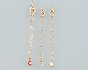 18K Gold Filled Verlängerungskettchen für Halskette Armband Accessoire Accessoires Verlängerungskettchen Karabinerverschluss mit Gold Verlängerungskette
