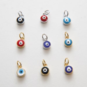 Amuletos de cristal azul turquesa contra el mal de ojo, cuentas redondas de  color dorado Nazar 8 mm x 12 mm 5 piezas -  México