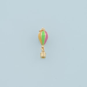 18K Gold Filled Hot air balloon Pendant,Enamel Hot air balloon Charm Bracelet Necklace for DIY Jewelry Making Supply