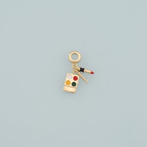 Gold Makeup Charms,18K Gold Filled Makeup Box Pendant,Enamel Lipstick Charm Bracelet Necklace for DIY Jewelry Making Supply