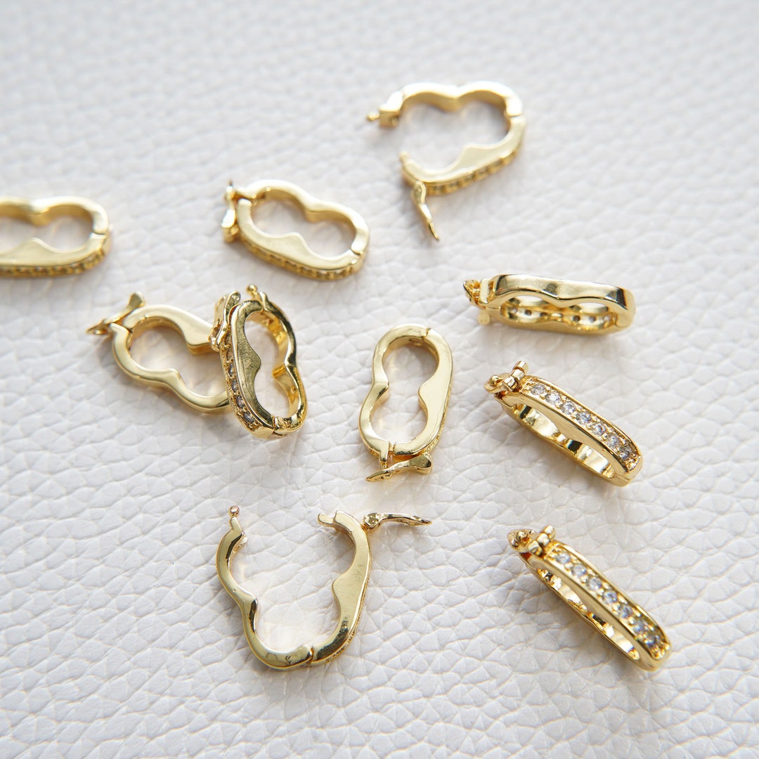 18k Gold Shortener Enhancer Clasp for Bracelet Necklace, Gold CZ Zircon ...