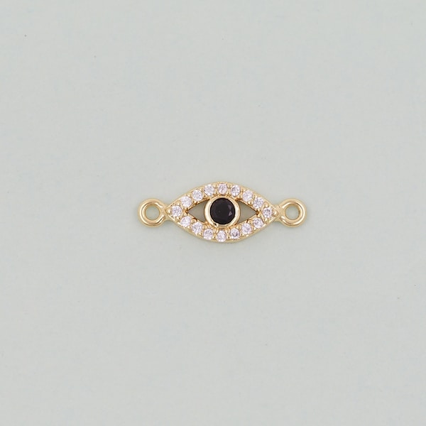 Gold Evil Eye Charms,18K Gold Filled Black Evil Eye Connector Pendant Charm Bracelet Necklace for DIY Jewelry Making Supply