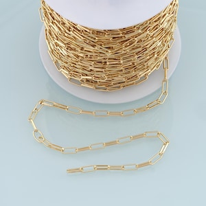 Guld oval kedja, 18K guldfylld rektangulär gem kedja för halsband armband gör-det-själv smyckestillverkning 3,5 x 10 mm