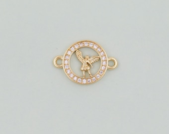 Gold Angel Connector Charms,18K Gold Filled Angel Pendant,Angel Charm Bracelet Necklace for DIY Jewelry Making Supply