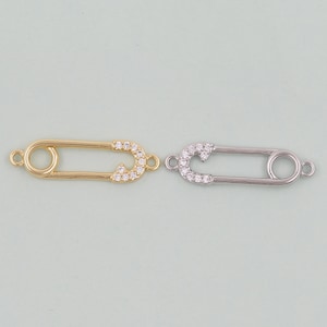 18K Gold Filled Safety Pin Connector Charm for DIY Necklacee Jewelry Making
