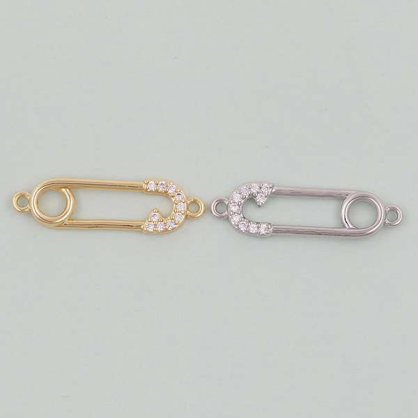 18K Gold Filled Safety Pin Connector Charm for DIY Necklacee Jewelry Making