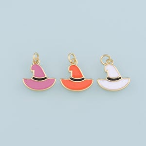 18K Gold Filled Magic Hat Pendant,Enamel Witch Hat Charm Bracelet Necklace for DIY Jewelry Making Supply
