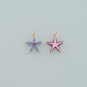Gold Starfish Charms,18K Gold Filled Sea star Pendant,Enamel Starfish Charm Bracelet Necklace for DIY Jewelry Making Supply