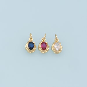Gold Oval Crystal Charm,18K Gold Filled Oval Pendant,Irregular Oval Charm Bracelet Necklace for DIY Jewelry Making Supply