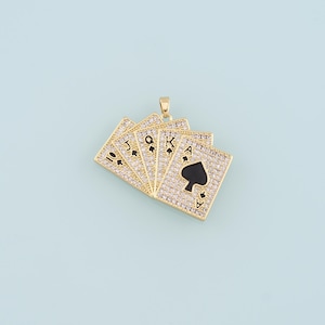 Gold Poker Charms, 18K Gold Füllte Poker Anhänger, CZ Micro Pave Spielkarte Charme Armband Halskette für DIY Schmuckherstellung machen Lieferung