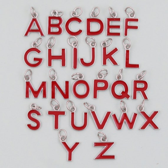 Letter Charms Jewelry Making, Enamel Letter Alphabet Pendant