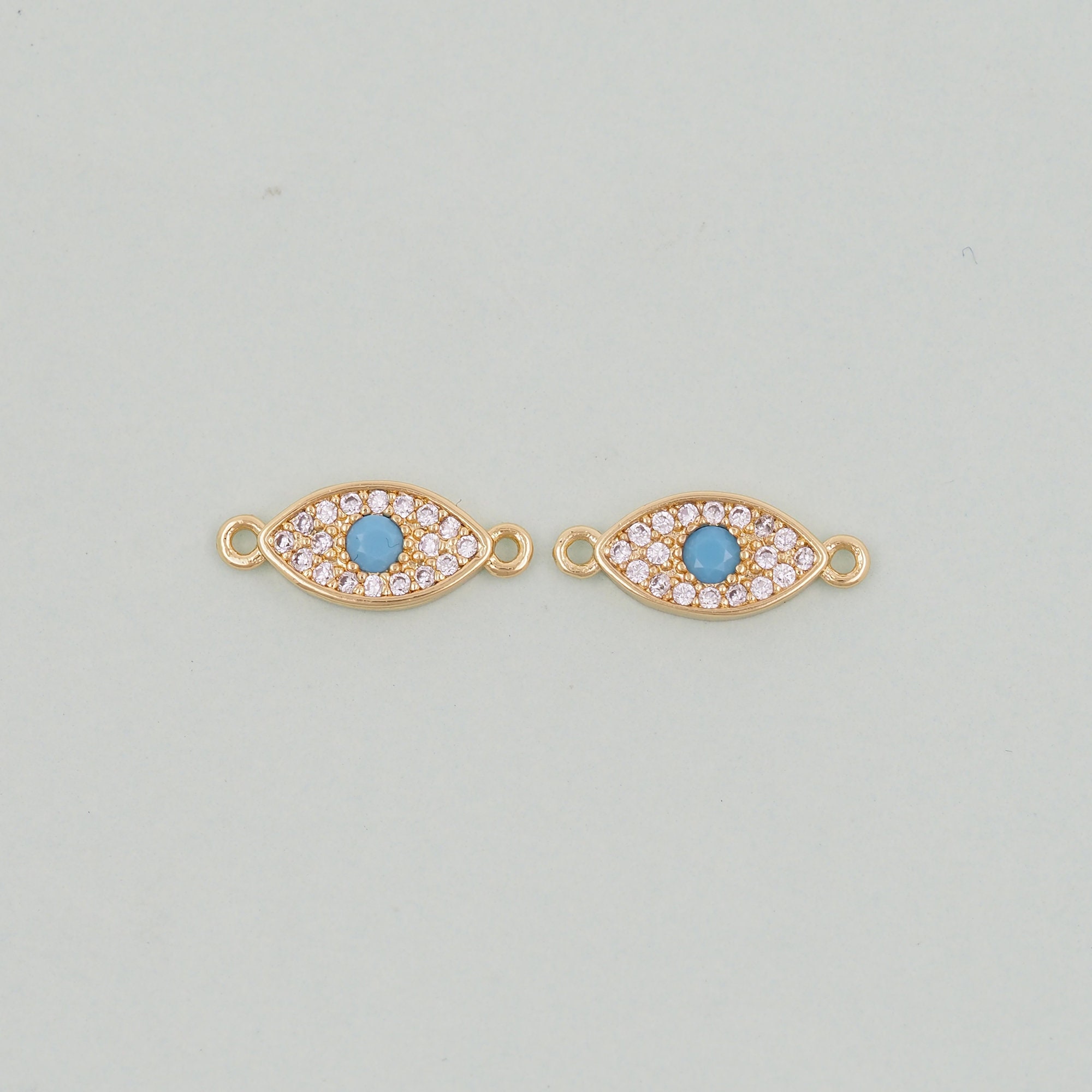 Gold Evil Eye Charms,18K Gold Filled Evil Eye Pendant,CZ micro Pave Connector Evil Eye Charm Bracelet Necklace for DIY Jewelry Making Supply