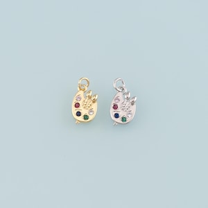 Pingente de paleta preenchido com ouro 18K, pulseira com pingente de pintor em micropavimento CZ para fabricação de joias faça você mesmo