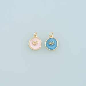 18K Gold Filled Croissant Pendant,Enamel Croissant Charm Bracelet Necklace for DIY Jewelry Making Supply