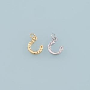 18K Gold Filled Horseshoe Pendant,Dainty Horseshoe Charm Bracelet Necklace for DIY Jewelry Making Supply