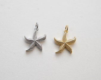 Breloques étoiles de mer en or, pendentif étoile de mer rempli d'or 18 carats, collier bracelet à breloques étoile de mer pour la fabrication de bijoux à bricoler soi-même