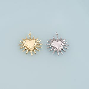 18K Gold Filled Heart Pendant,Heart Charm Bracelet Necklace for DIY Jewelry Making Supply