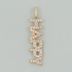 Pingente de letras douradas, pingente feliz fille de ouro 18k, colar de pulseira com pingente feliz para fazer joias diy