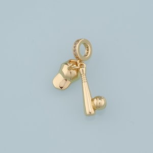 Pingente de beisebol preenchido com ouro 18K, pulseira de pingente de boné de beisebol para fabricação de joias faça você mesmo