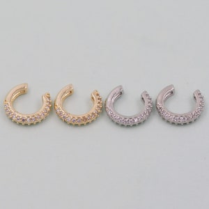 1pair 18K Gold Filled Dainty Hoop Earrings,CZ Ear Cuff No Piercing,Cartilage Earring,Ear Wrap Earrings