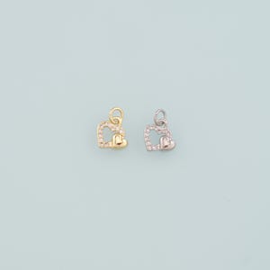 Gold Heart Charms,18K Gold Filled Heart Pendant,CZ Micro Pave Heart Charm Bracelet Necklace for DIY Jewelry Making Supply