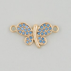 Gold Butterfly Connector Charms,18K Gold Filled Butterfly Pendant,insect Charm Bracelet Necklace for DIY Jewelry Making Supply