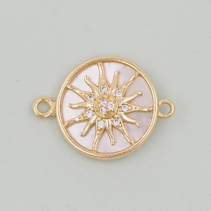 Gold Sun Connector Charms,18K Gold Filled Sun Pendant,celestial  Charm Bracelet Necklace for DIY Jewelry Making Supply