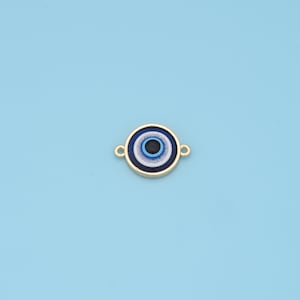 Gold Evil Eye Charms,18K Gold Filled Blue Evil Eye Connector Pendant Charm Bracelet Necklace for DIY Jewelry Making Supply