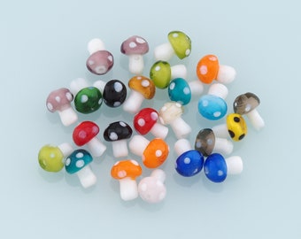 Gemengde 25 stuks glazen paddenstoelkralen, paddenstoelkraal, lampwerk kleurrijke paddenstoelkralen voor het maken van sieraden maken, willekeurige kleuren