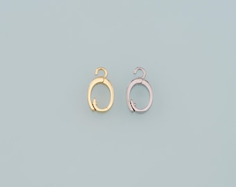 18K Gold Filled Oval Snap Clasp,Carabiner Lock Connector,Spring Push Gate for DIY Jewelry Finding Necklace Bracelet