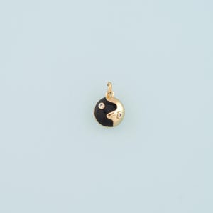 18K Gold Filled Yin Yang Pendant,Enamel Yin Yang Charm Bracelet Necklace for DIY Jewelry Making Supply