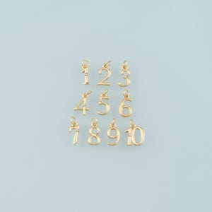18K Gold Filled Number Pendant,Dainty Number Charm Bracelet Necklace for DIY Jewelry Making Supply