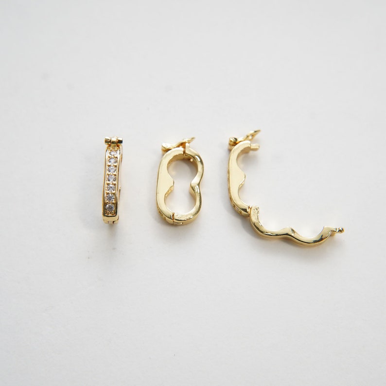 18k Gold Shortener Enhancer Clasp for Bracelet Necklace, Gold CZ Zircon ...
