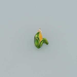 Gold Vegetable Charms,18K Gold Filled Corn Pendant,Enamel Corn Charm Bracelet Necklace for DIY Jewelry Making Supply